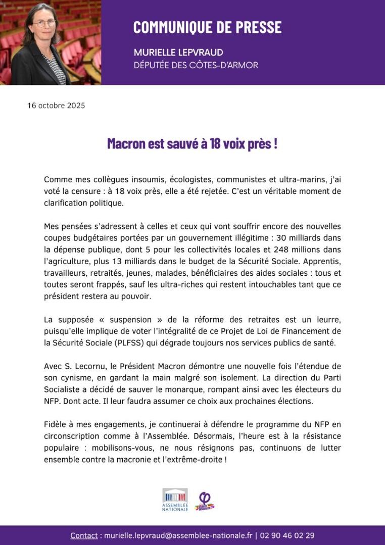 Communique m lepvraud 18 oct