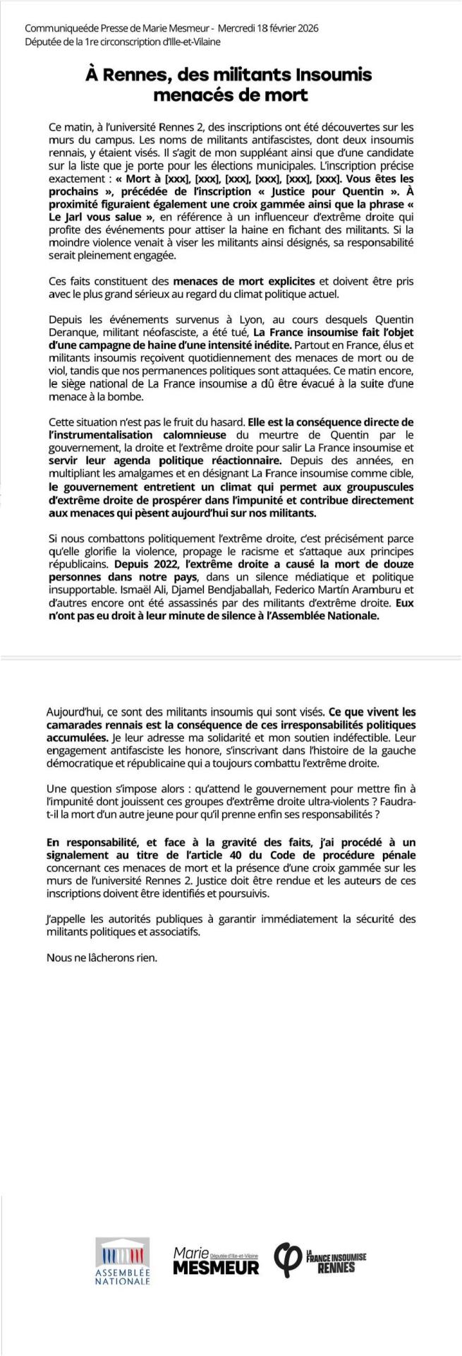 Communique m mesmeur 18 fev