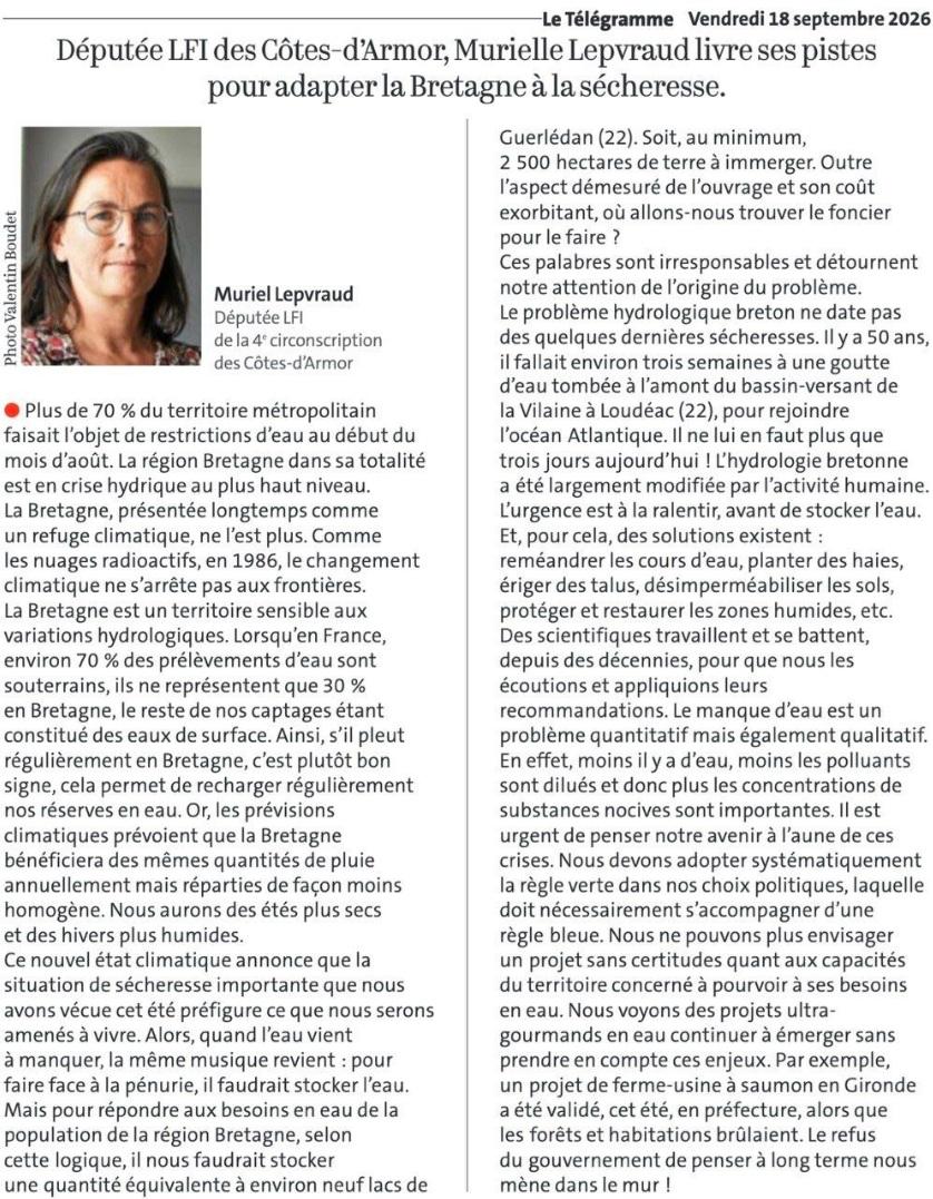 Tribune murielle lepvraud le telegramme